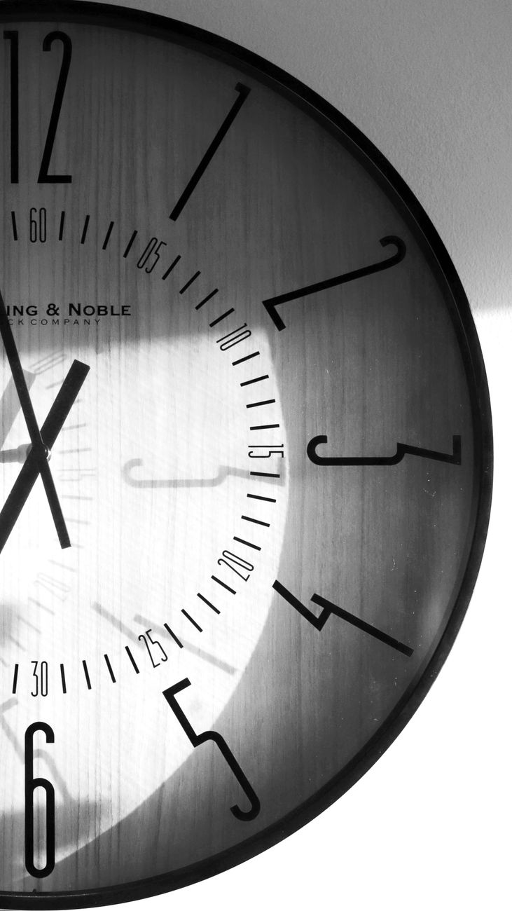 clock in black and white