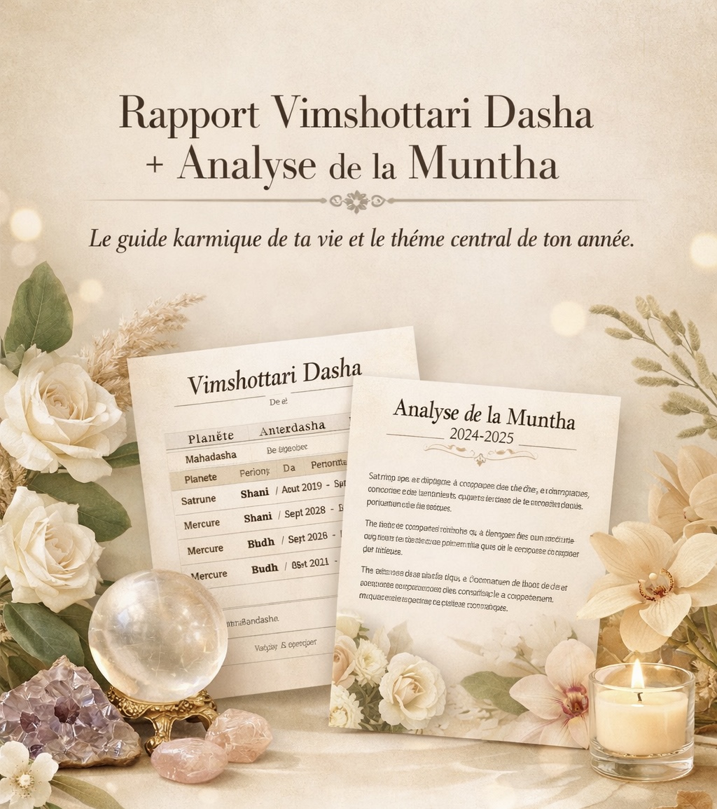 Rapport de période annuel(dasha annuel) + interprétation de ton année + lecture du muntha