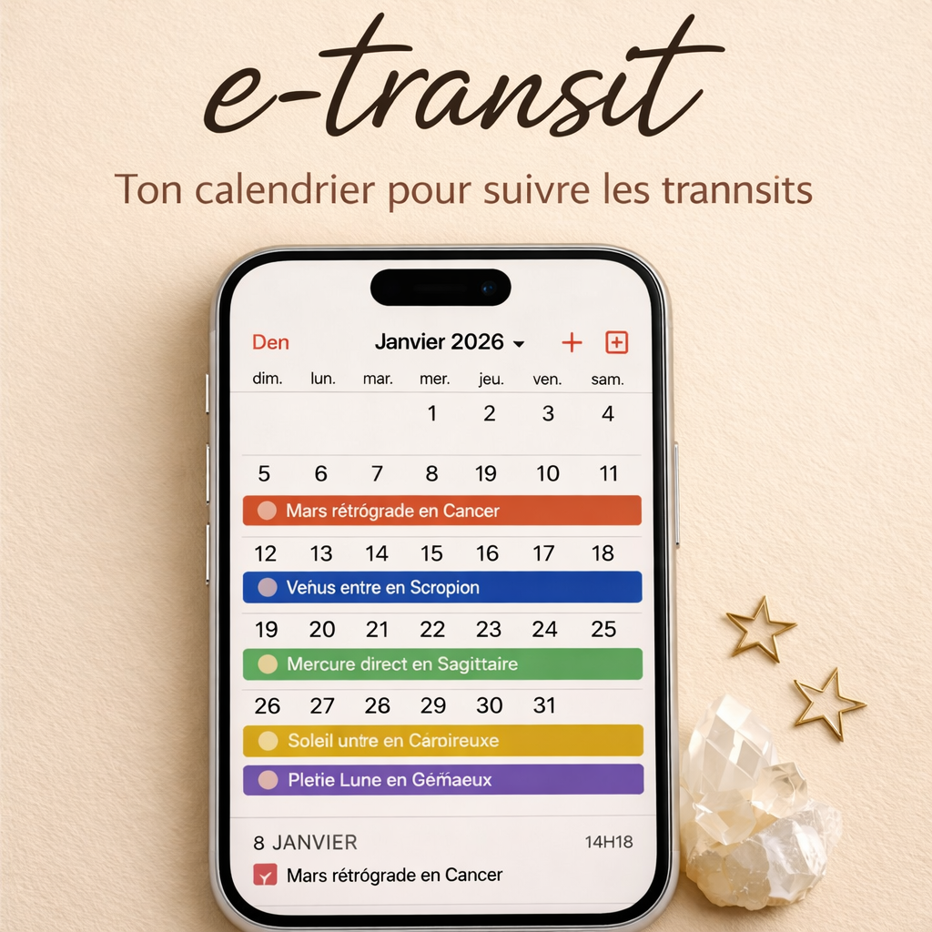 E-transit ton Calendrier pour suivre les Transits en 2026 - Depuis ton Calendrier mobile