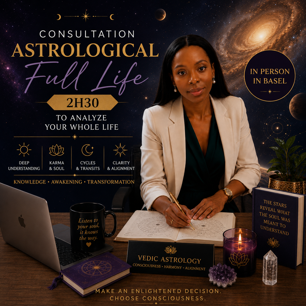📞 Vedic astrology consultation in Basel
2h30 - study of all areas of life