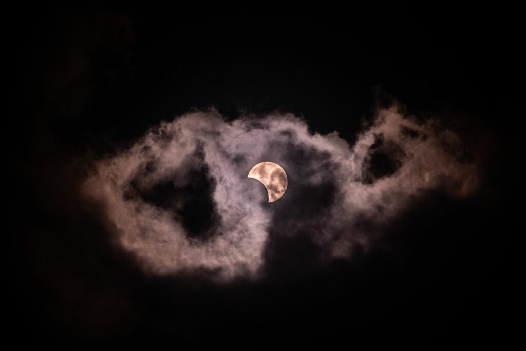 full moon in the dark sky